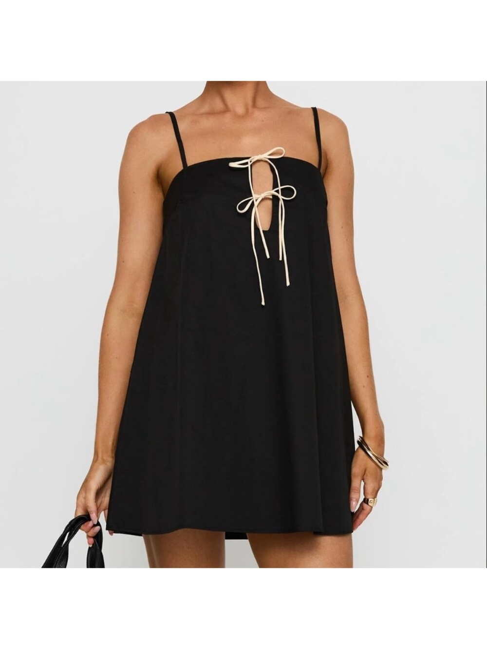 Princess Polly Black Belong Together Mini Dress 100% Cotton NWT Size 4 Tall